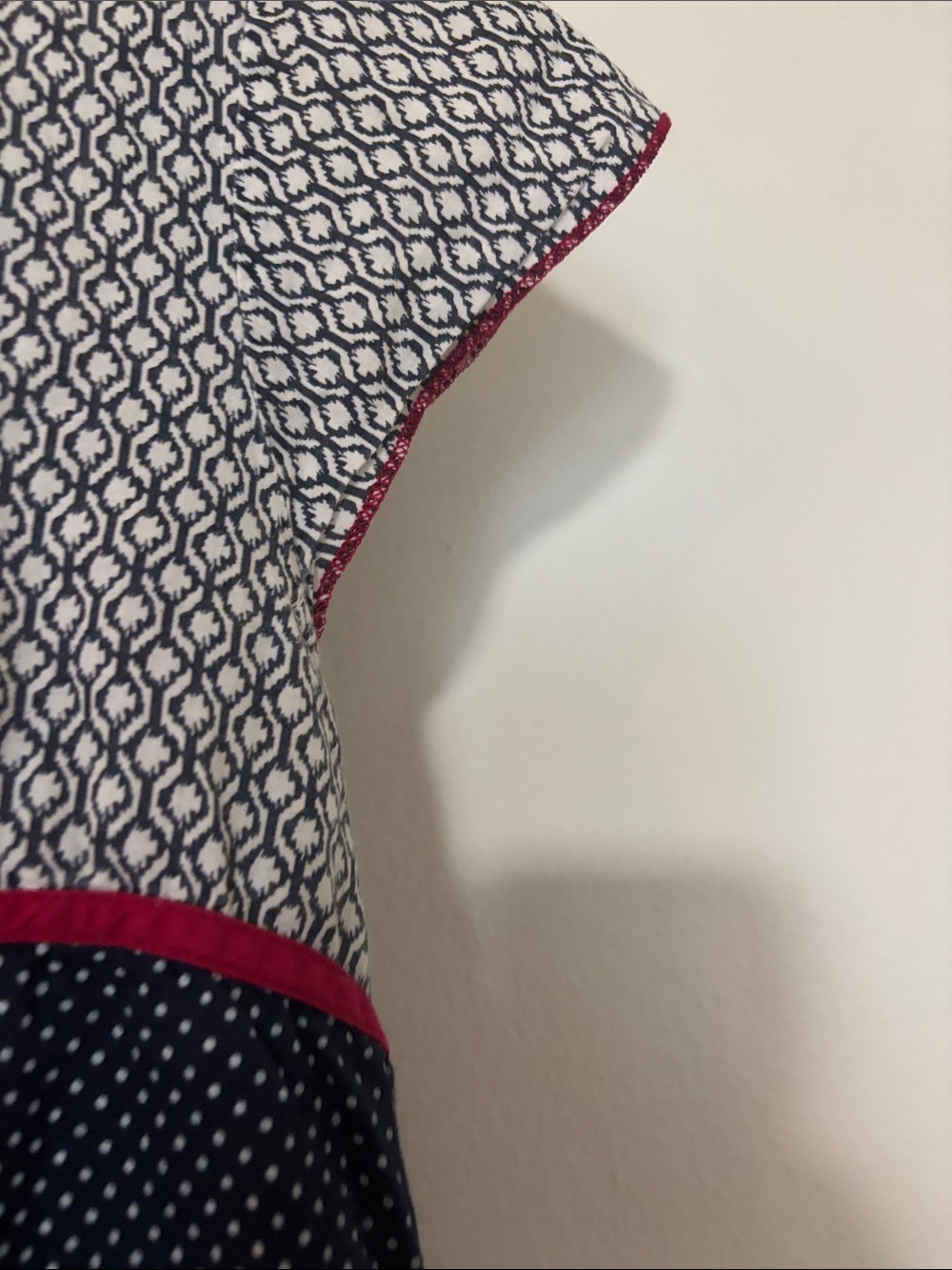 Oh! Mamma Navy, White & Pink Mixed-Print Babydoll Tunic - Picture 6 of 7